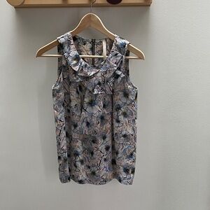Rachel Roy Sleeveless Floral Ruffle Collar Top